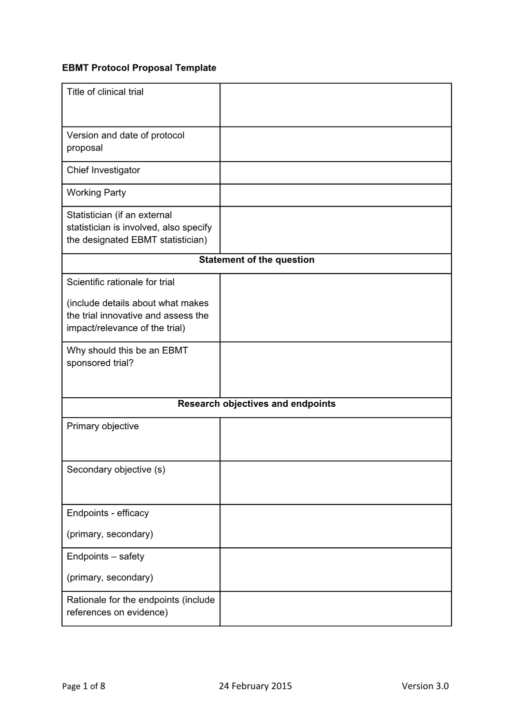 EBMT CT2 Protocol Proposal Template