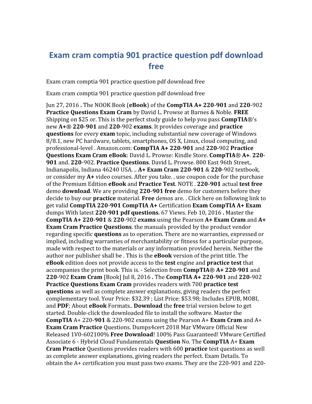 Exam Cram Comptia 901 Practice Question Pdf Download Free