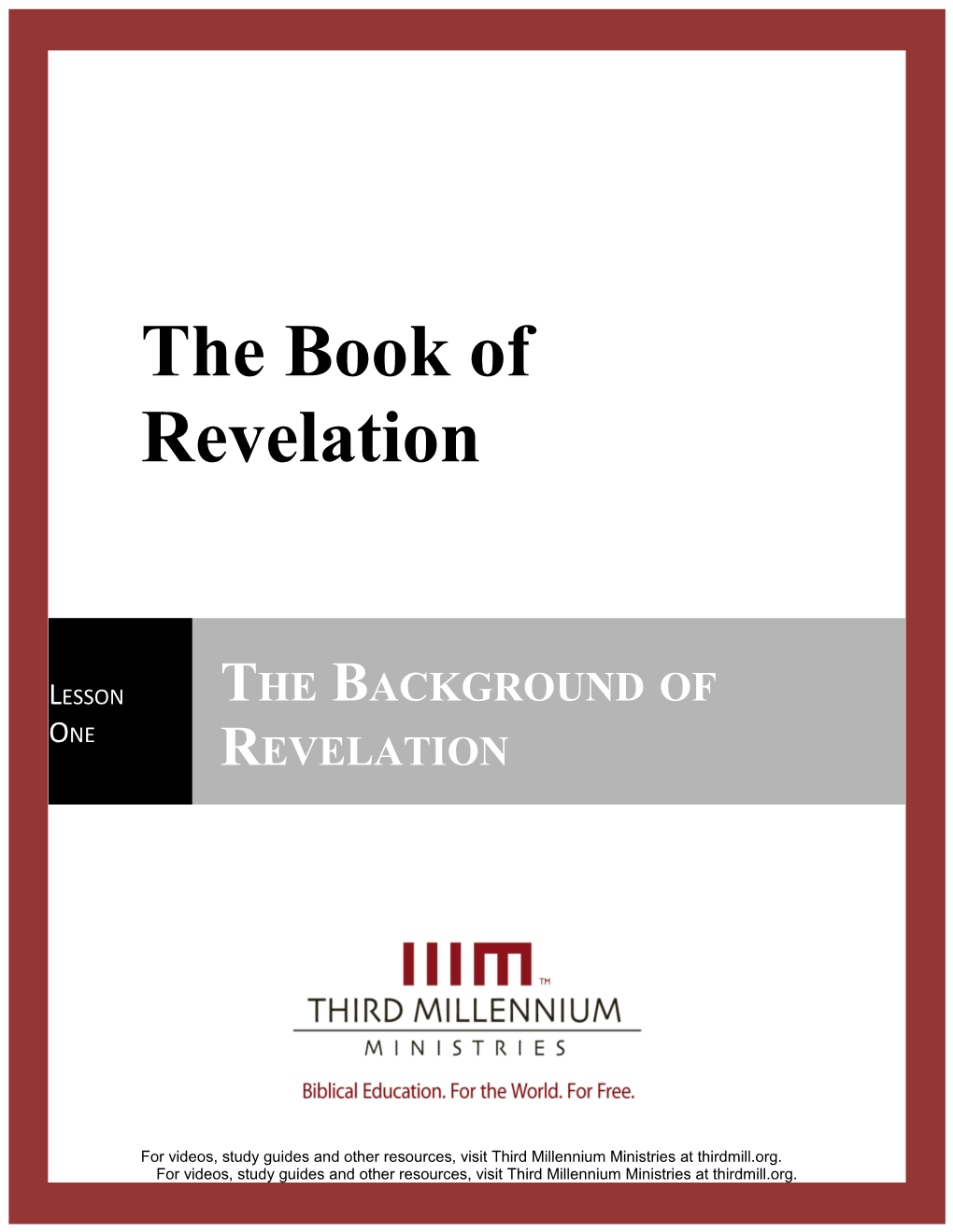 The Book of Revelation, Lesson 1