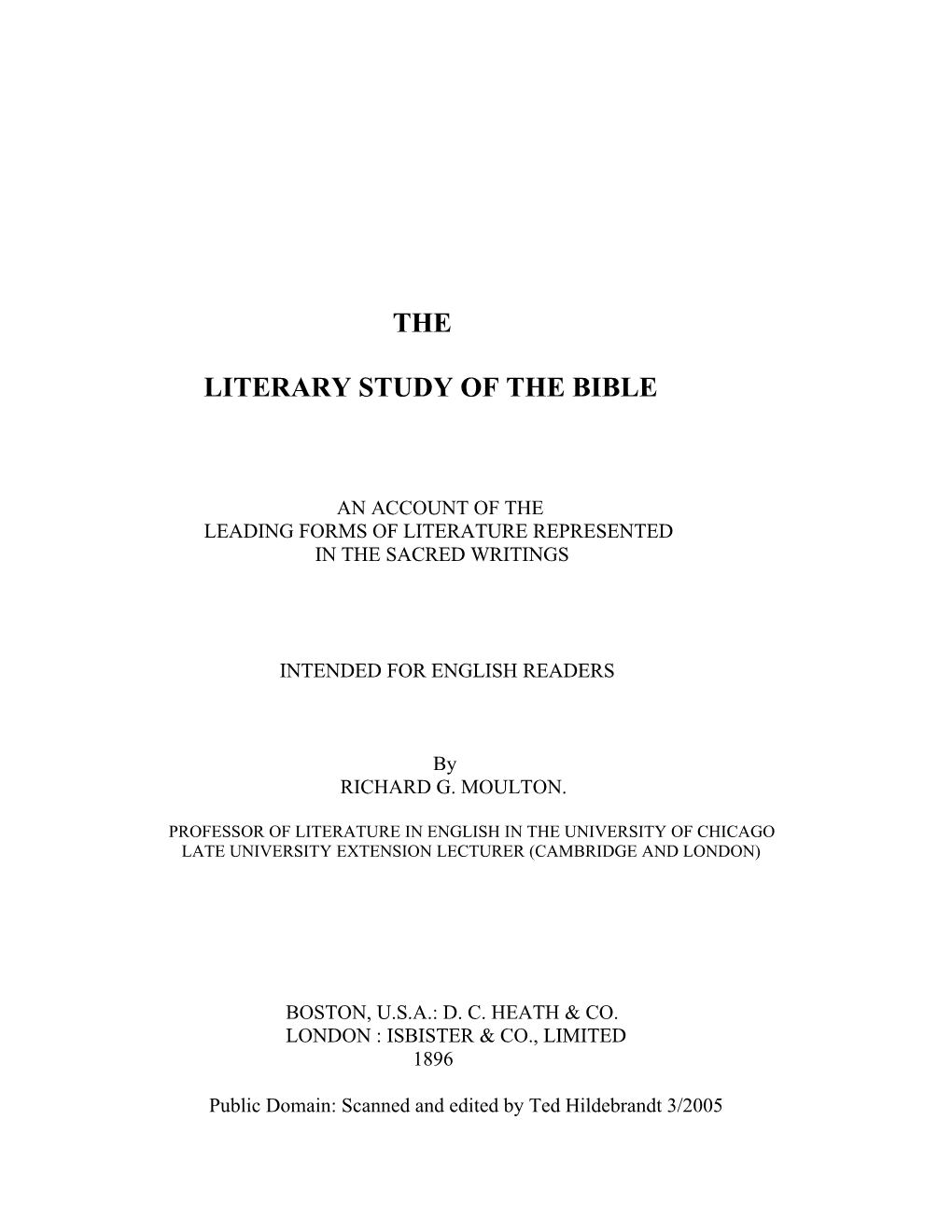Literary Study of the Bible