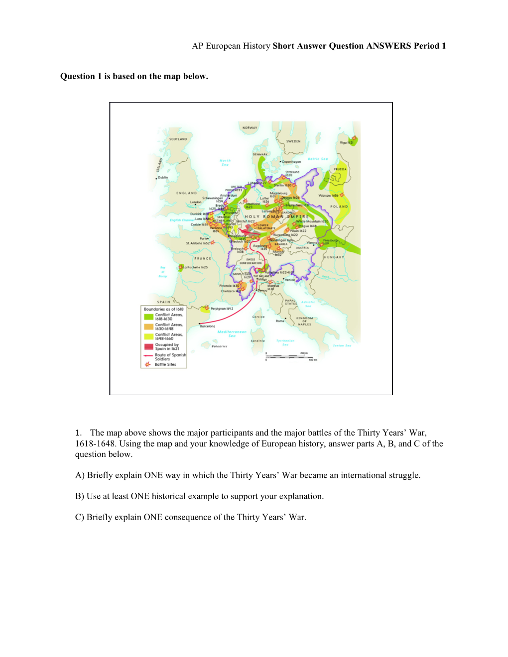 AP European History Short Answer Questionanswersperiod 1