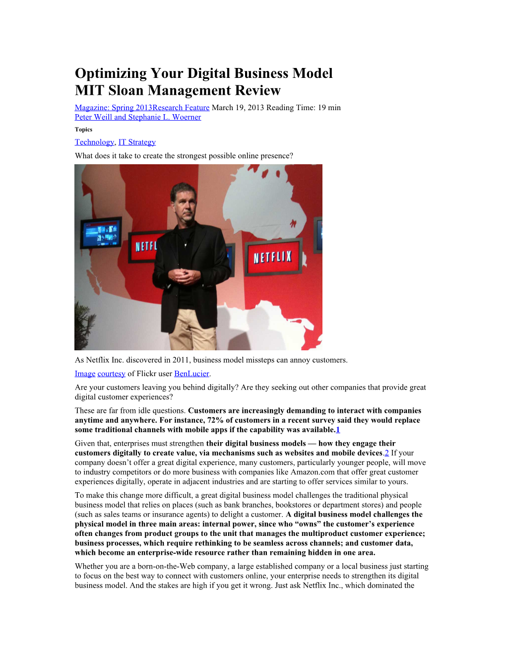 Optimizing Your Digital Business Model MIT Sloan Management Review