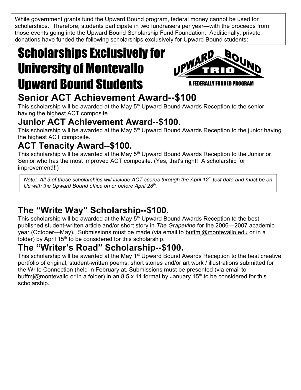 Senior ACT Achievement Award $100