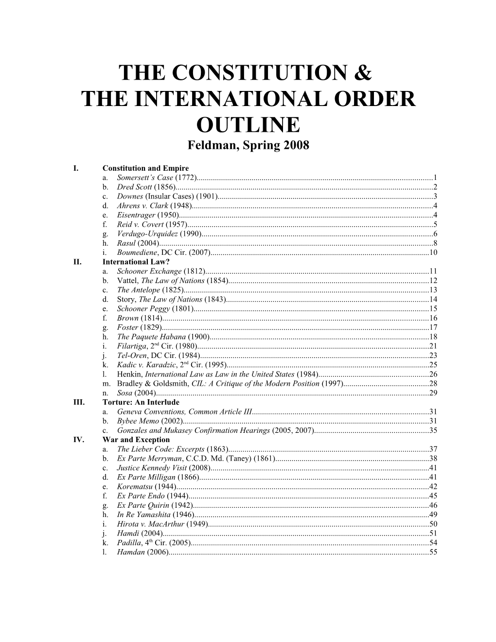 Constitution & the International Order Class Notes