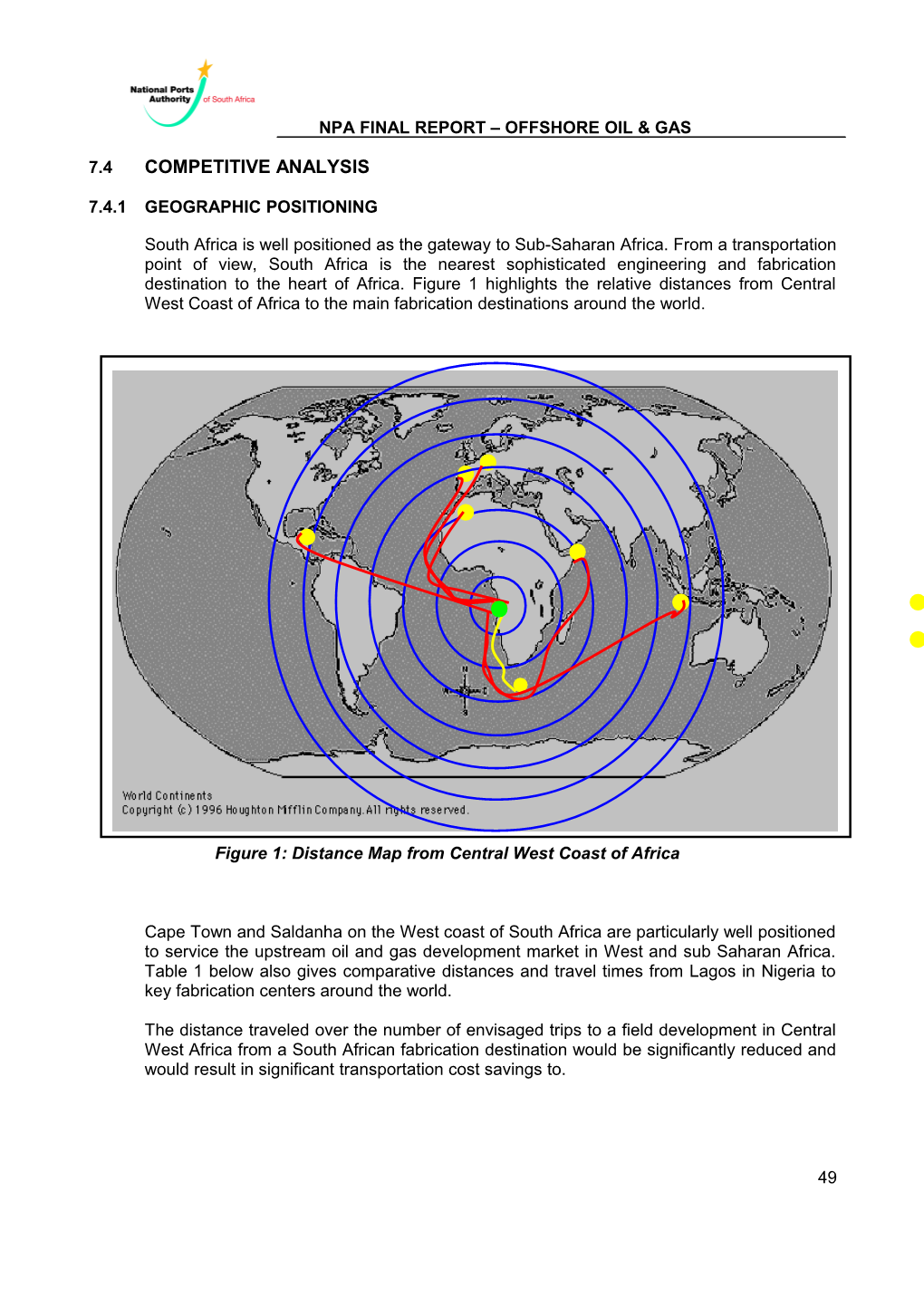 Figure 1: Distance Map from Central West Coast of Africa