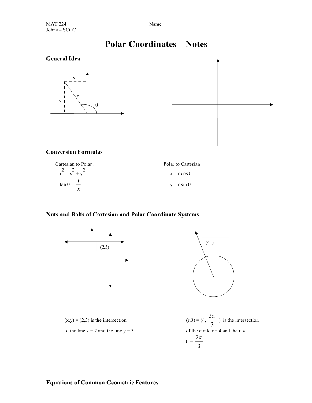 Nuts and Bolts of Cartesian and Polar Coordinate Systems