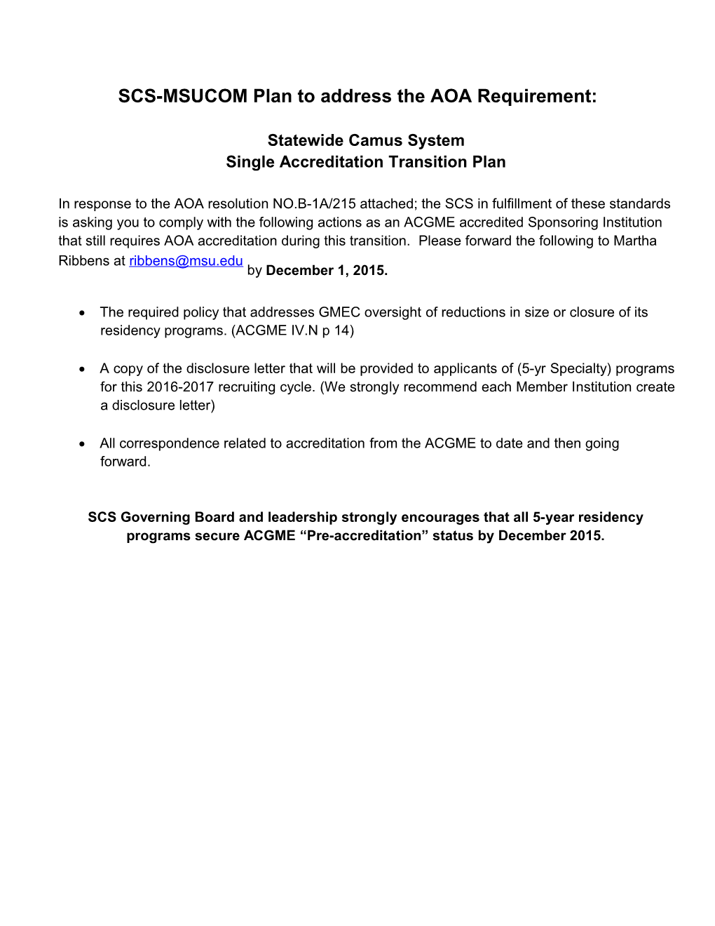 SCS GME Transition Plan for All Programs 9-18-2015 Final