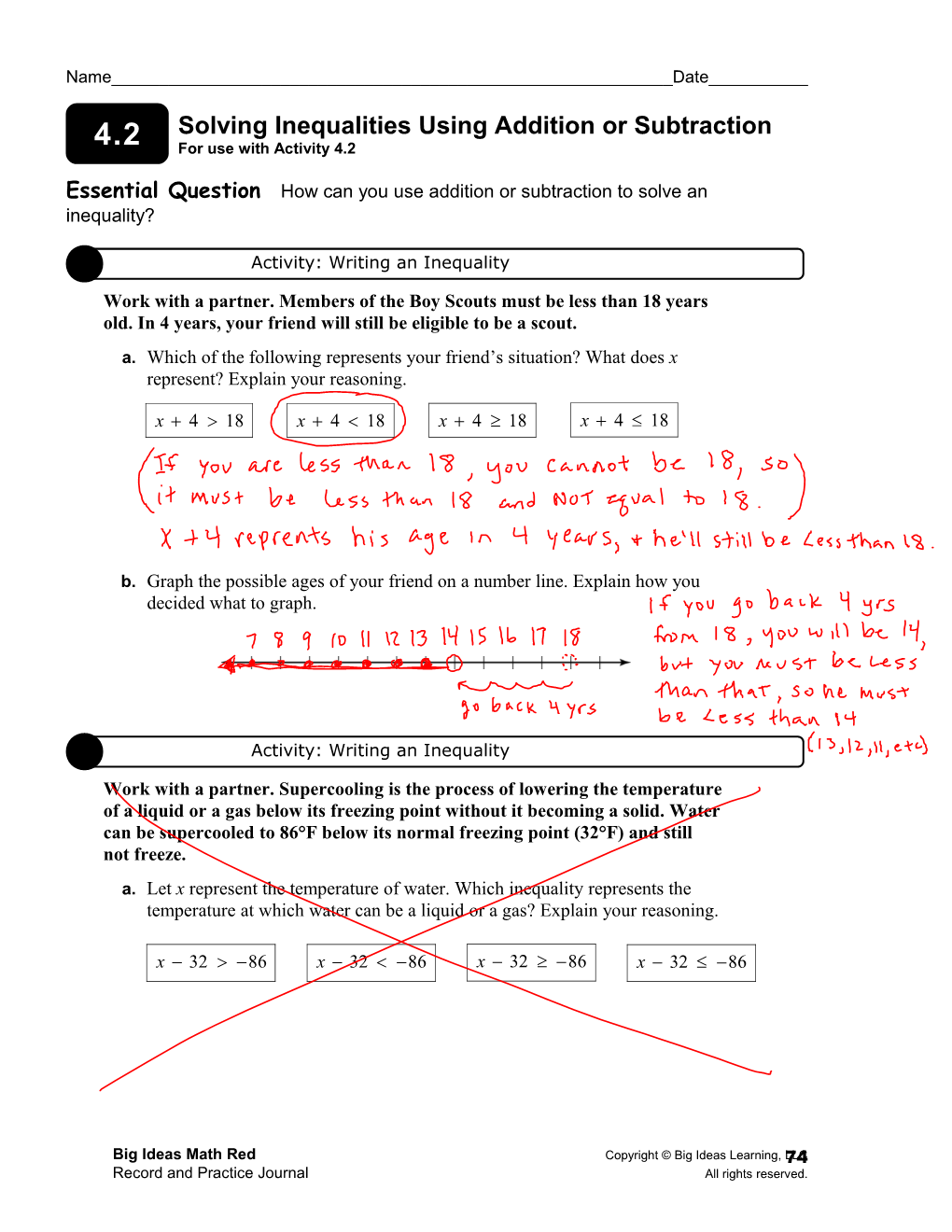 Essential Question How Can You Use Addition Or Subtraction to Solve an Inequality?