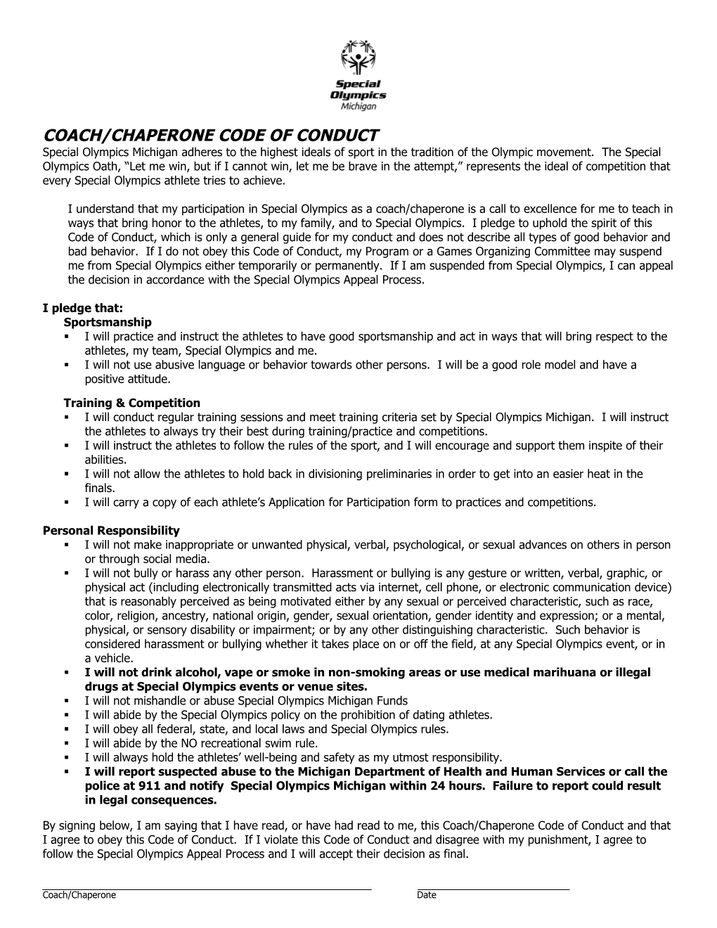 Coach/Chaperone Code of Conduct