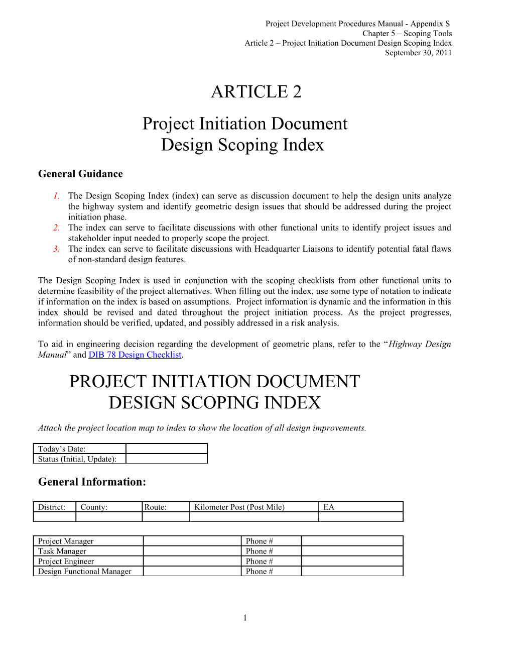 Project Development Procedures Manual - Appendix S
