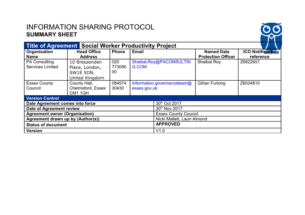 Whole Essex Information Sharing Framework