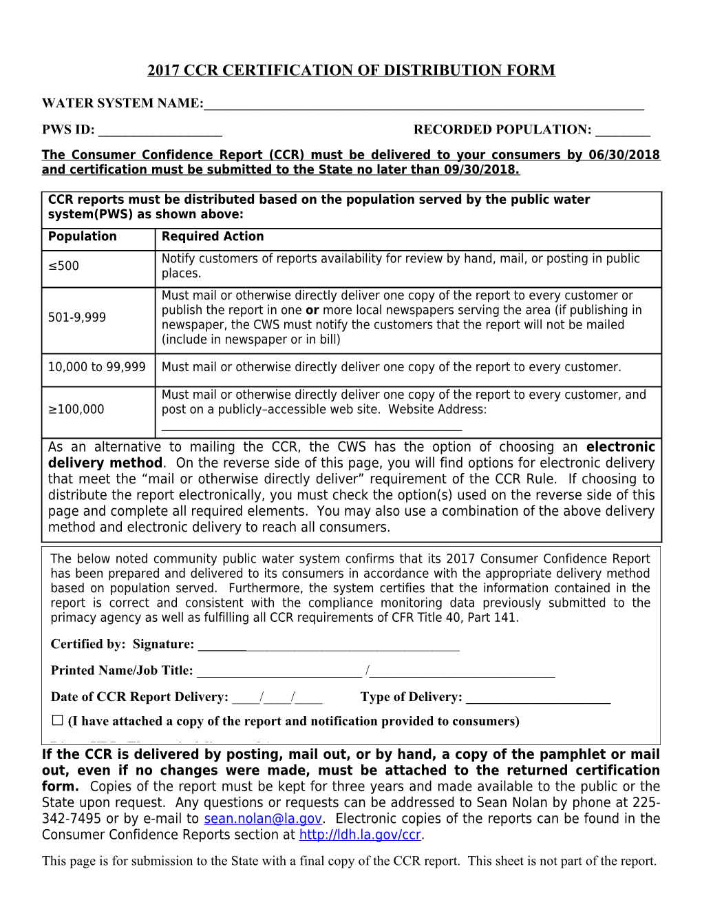 2017 Ccr Certification of Distribution Form