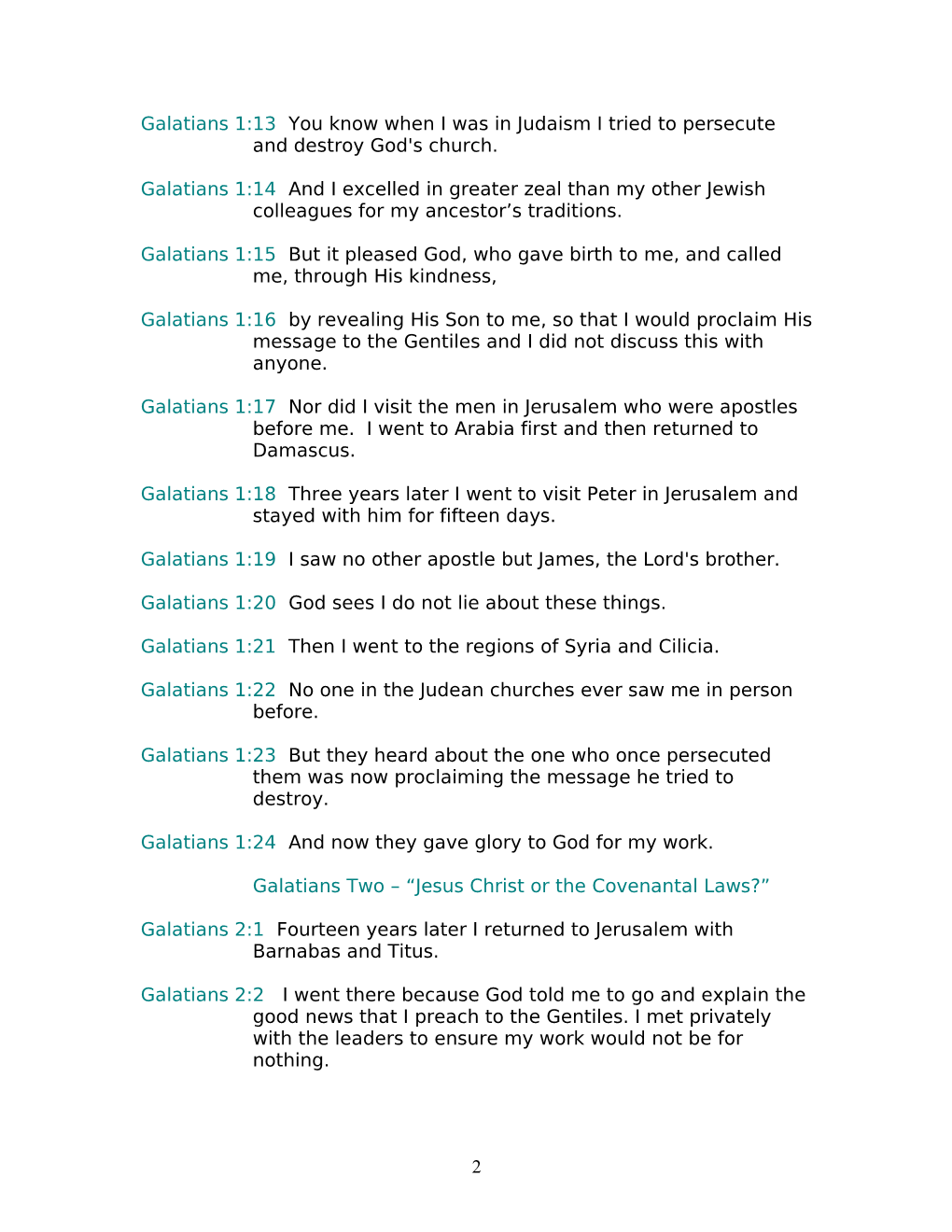 Galatians- Justification by Faith Alone in Jesus Christ