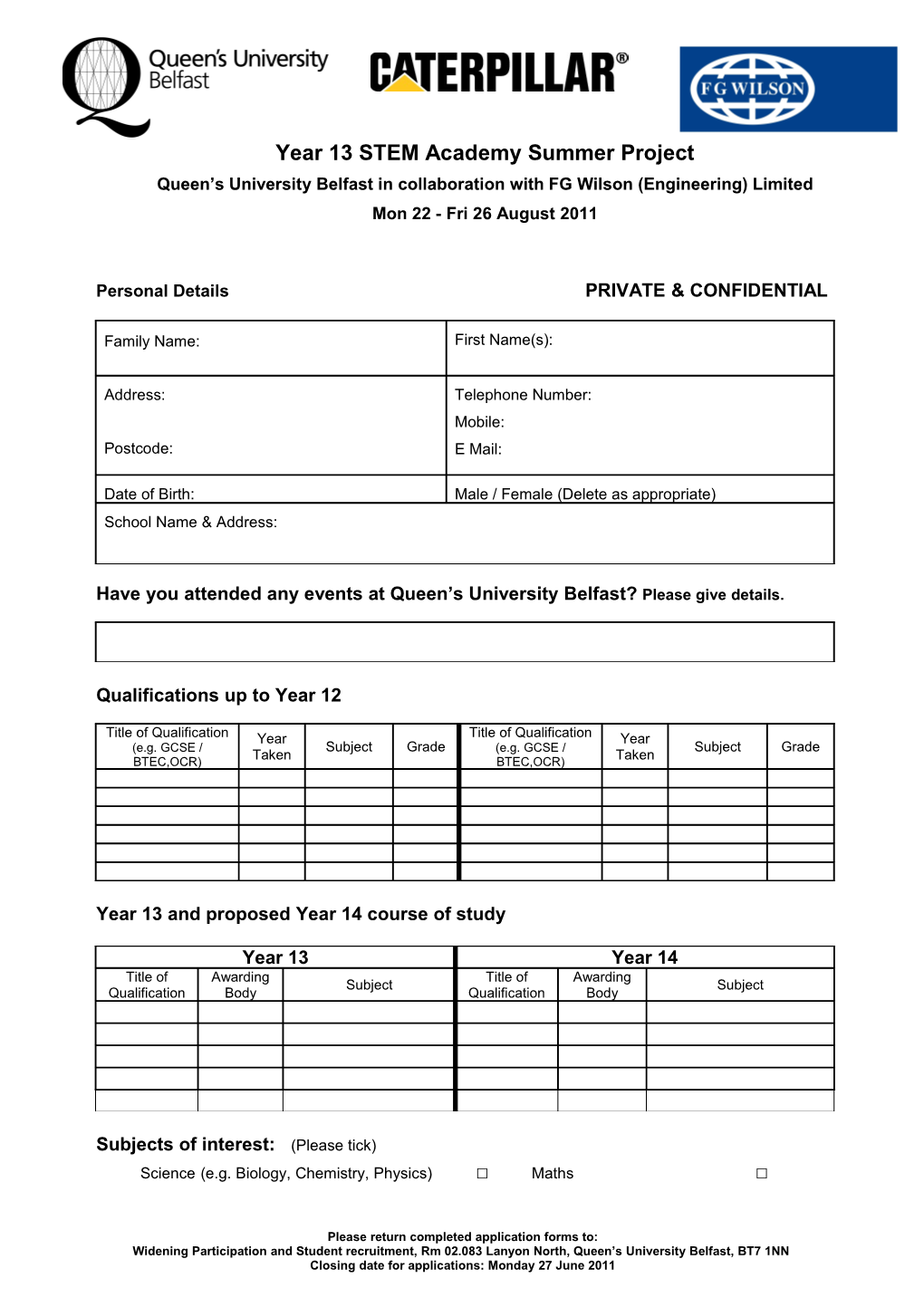 Discovering Queen S Year 14 Summer School Application Form
