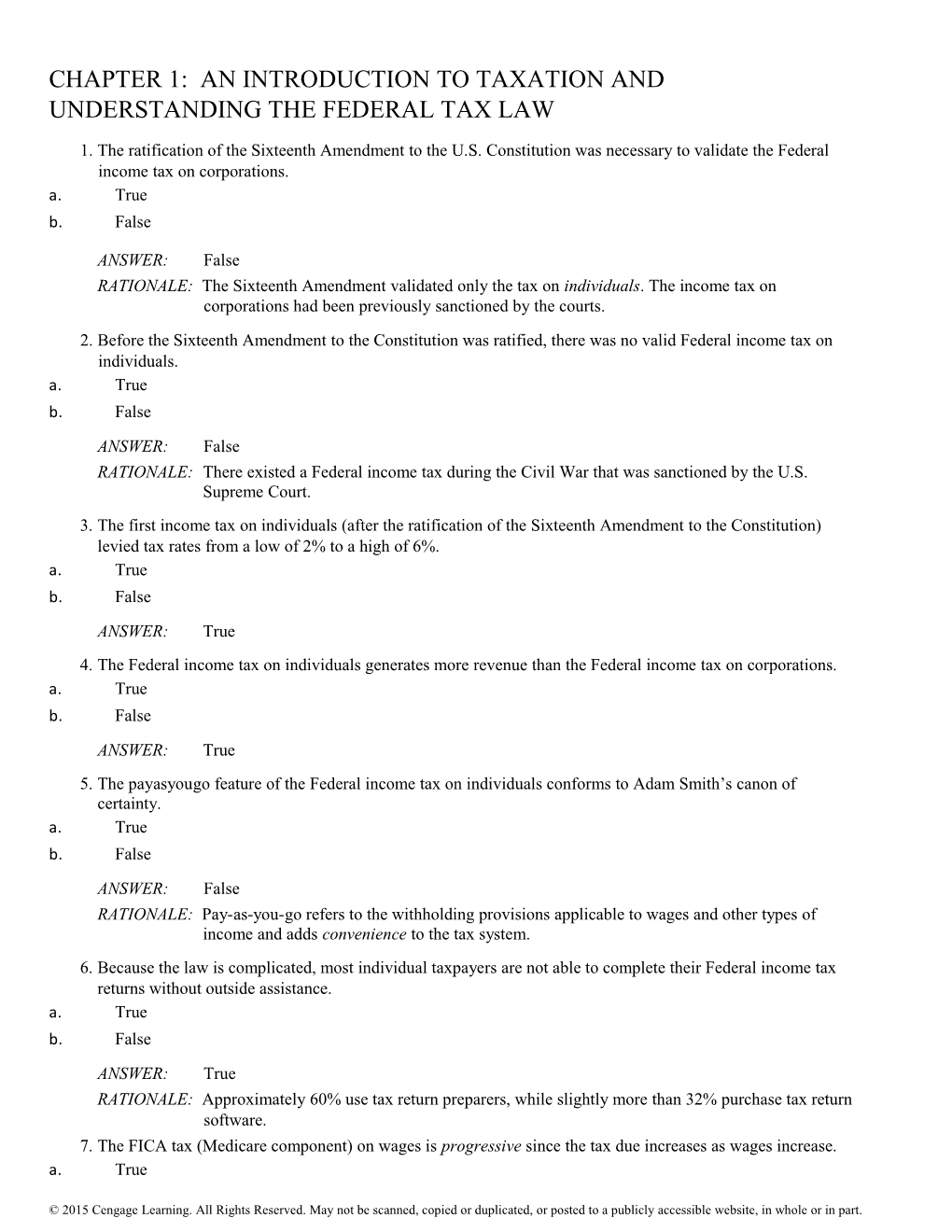 Chapter 1: an Introduction to Taxation and Understanding the Federal Tax Law