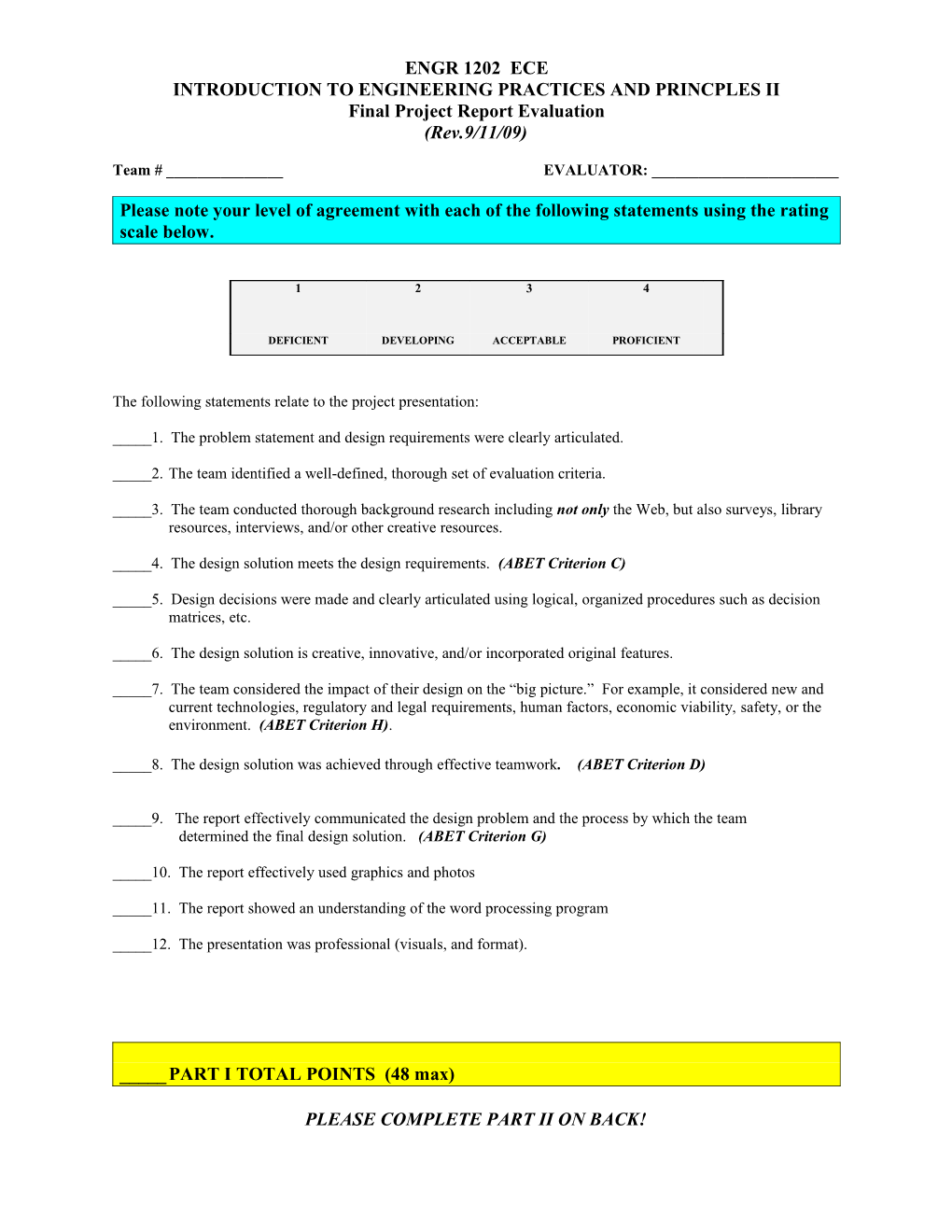 Introduction to Engineering Practices and Princples Ii