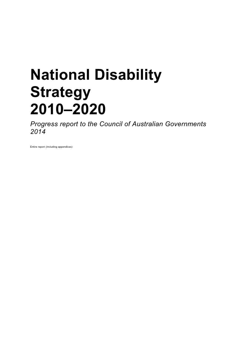 Progress Report to the Council of Australian Governments 2014