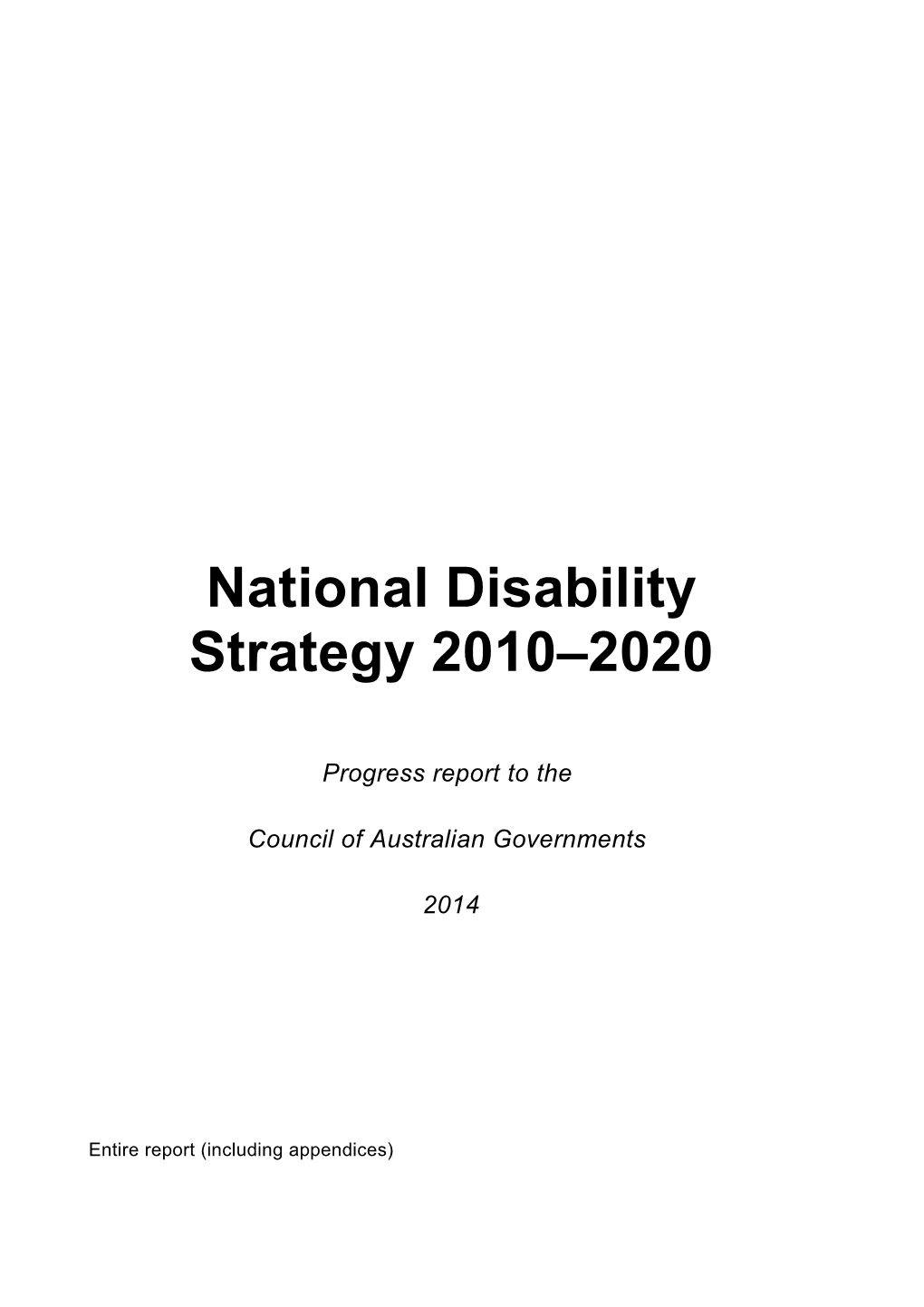 Progress Report to the Council of Australian Governments 2014