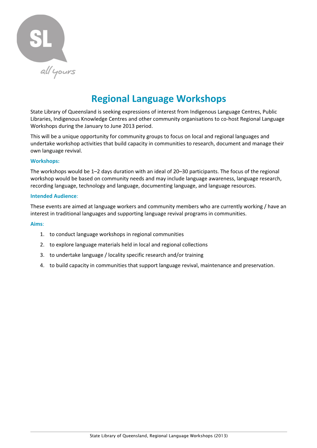 Eoi Language Research Workshop