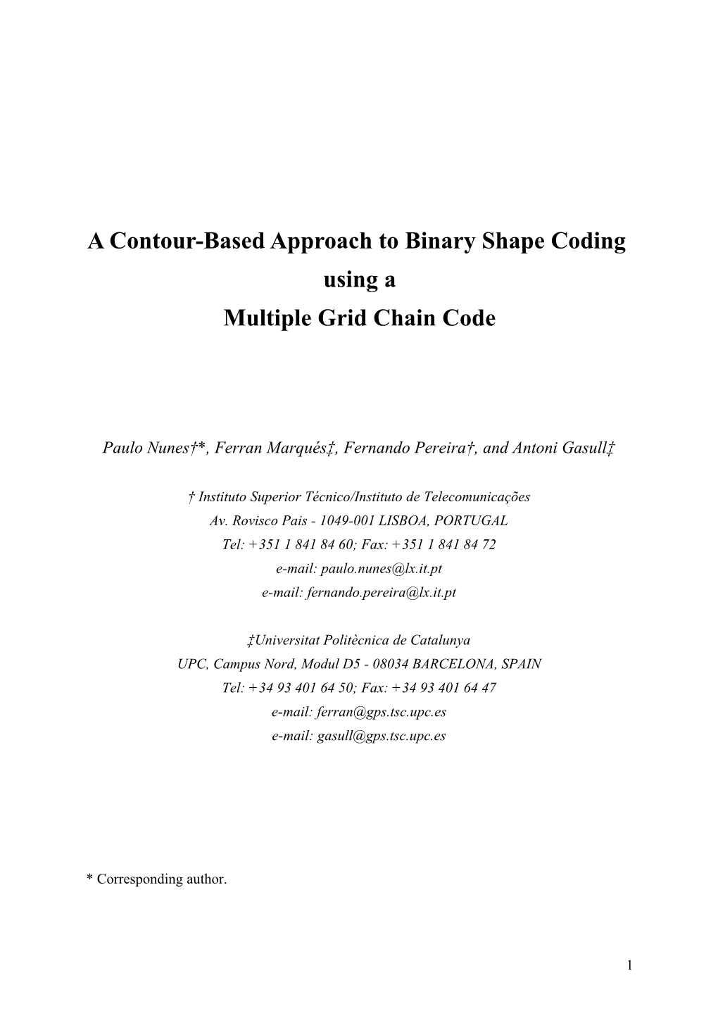 A Contour-Based Approach to Binary Shape Coding