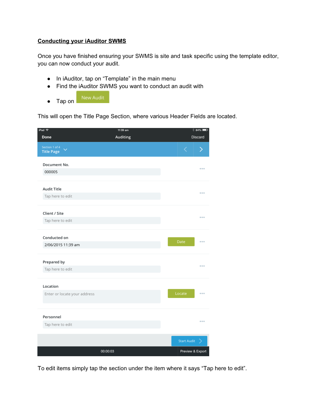 Conducting Your Iauditor SWMS