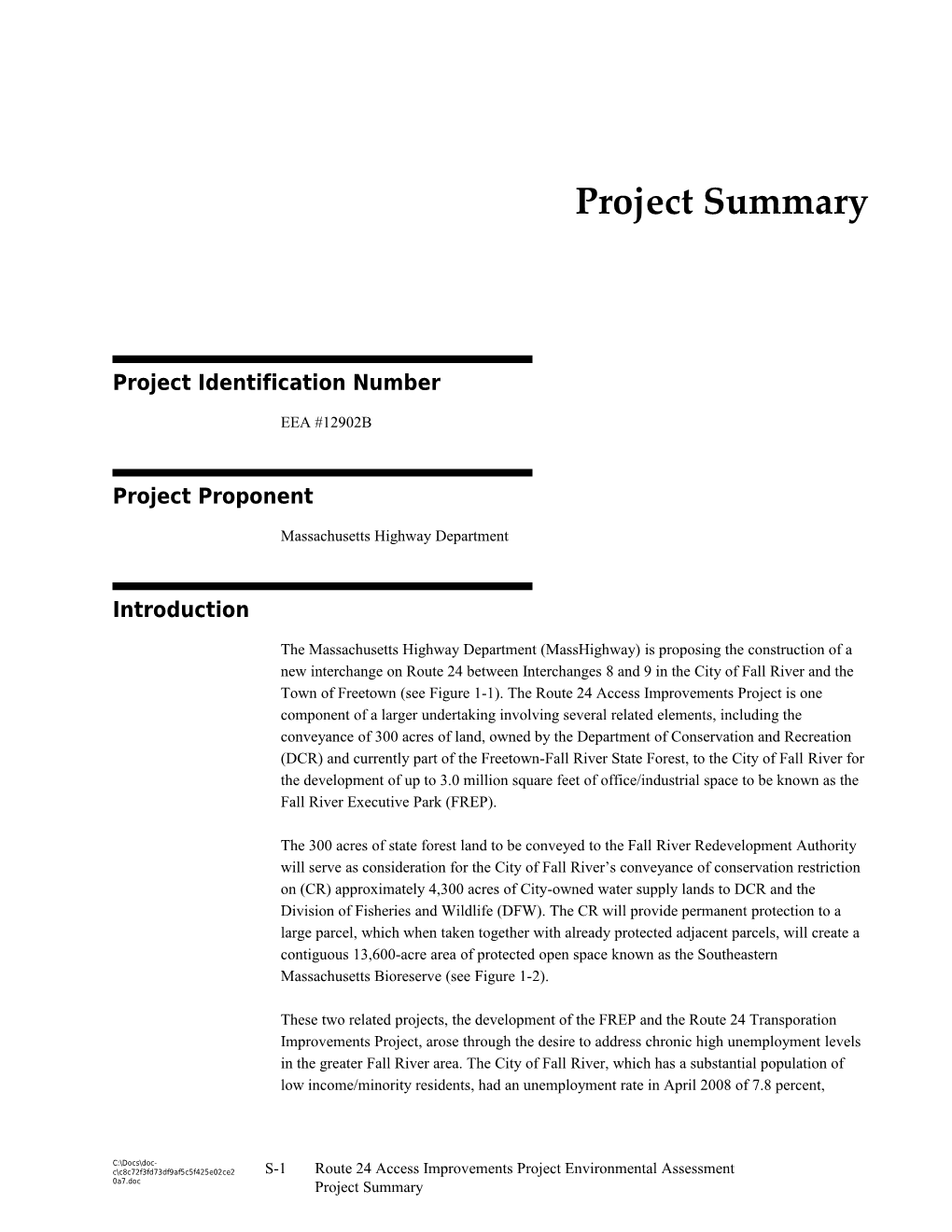 Project Identification Number