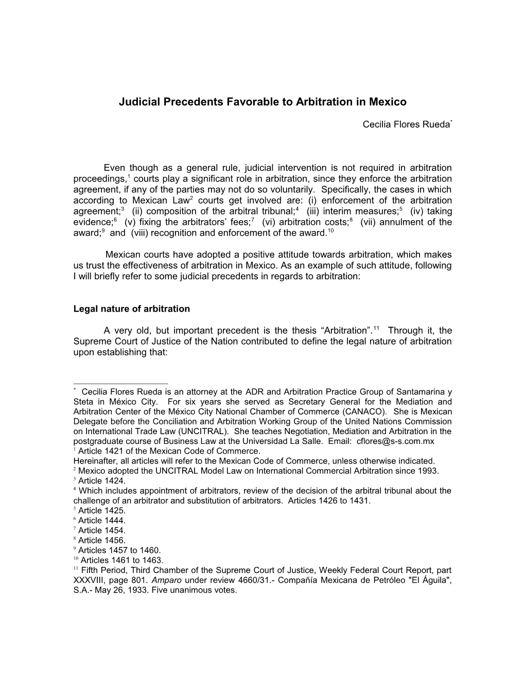 Judicial Precedents Favorable to Arbitration in Mexico
