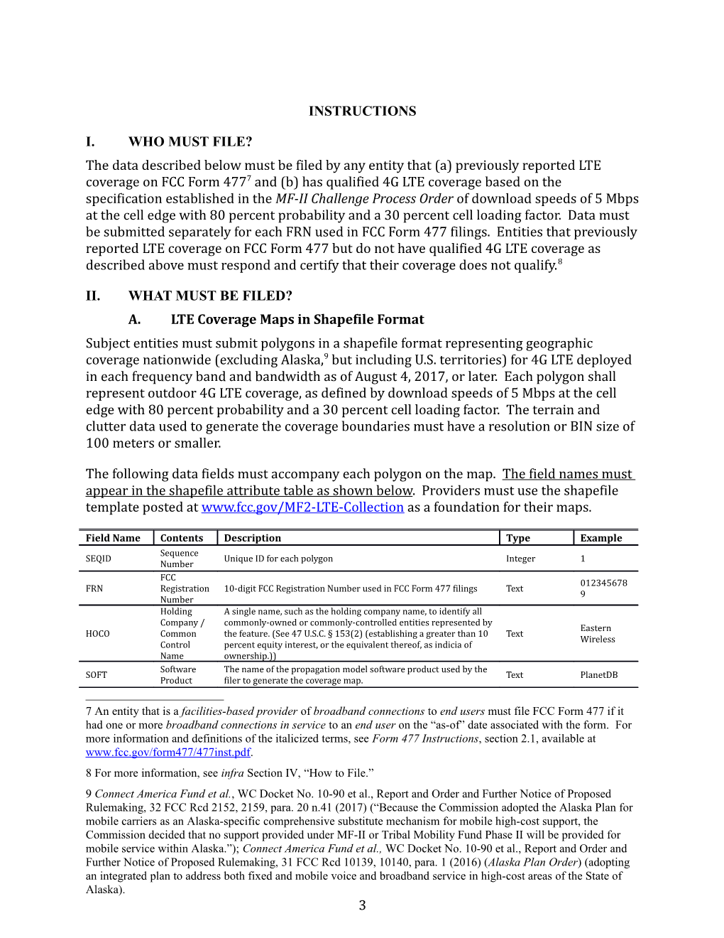 Instructions for Filing 4G LTE Coverage DATA to DETERMINE AREAS PRESUMPTIVELY ELIGIBLE