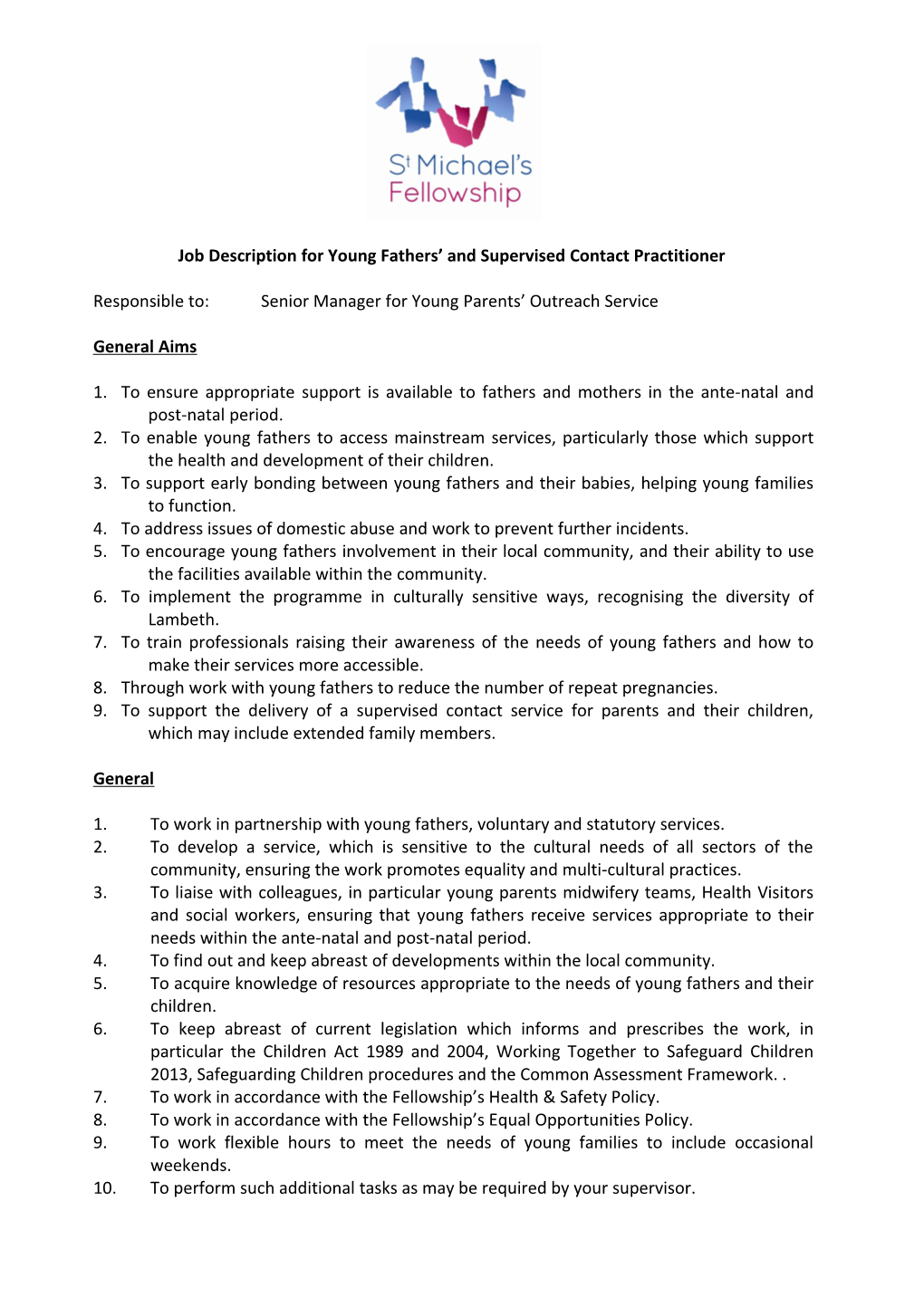 Job Description for Young Fathers Worker