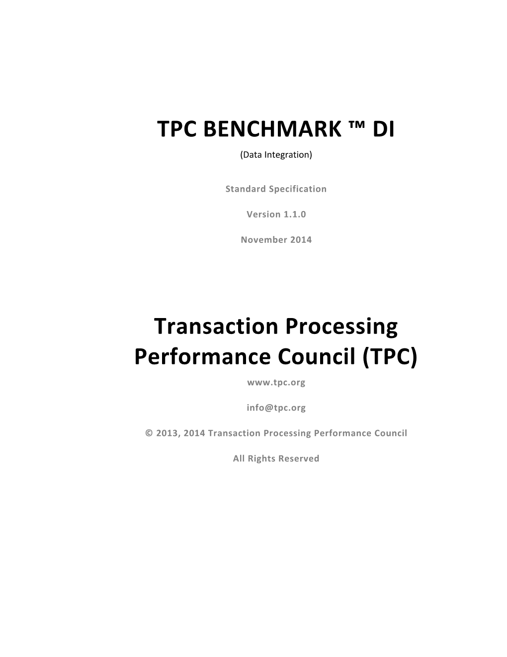 Tpc Benchmark Di