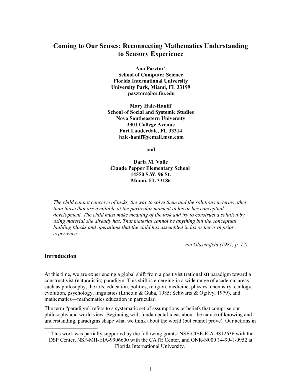 Co-Constructing the Mathematical Experience: a Constructivist Approach to Mathematics Education