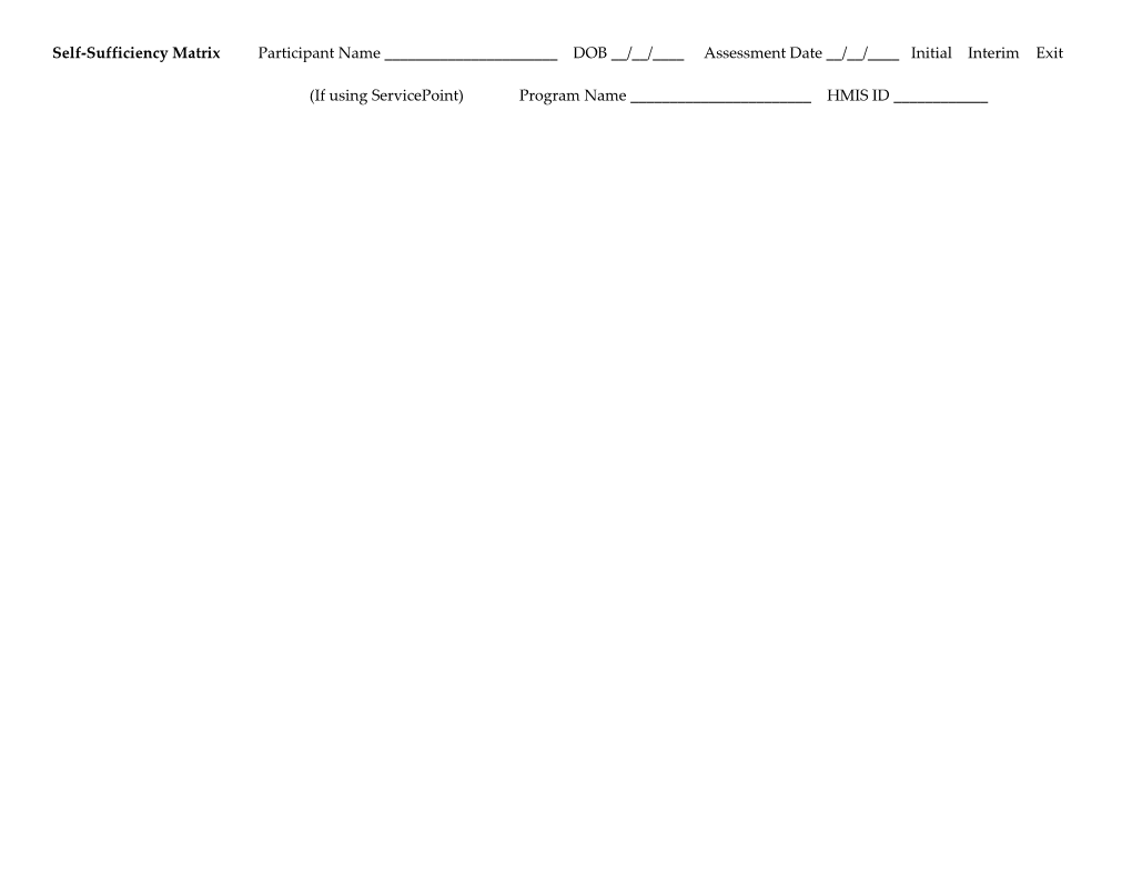 Arizona Self-Sufficiency Matrix