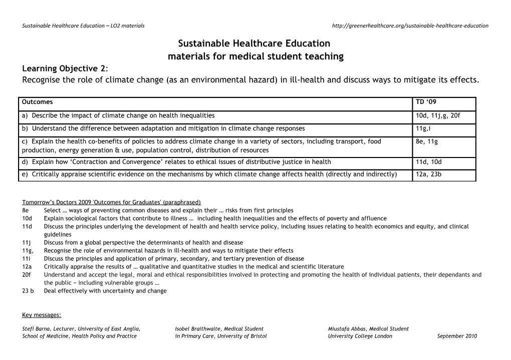 Materials for Medical Student Teaching