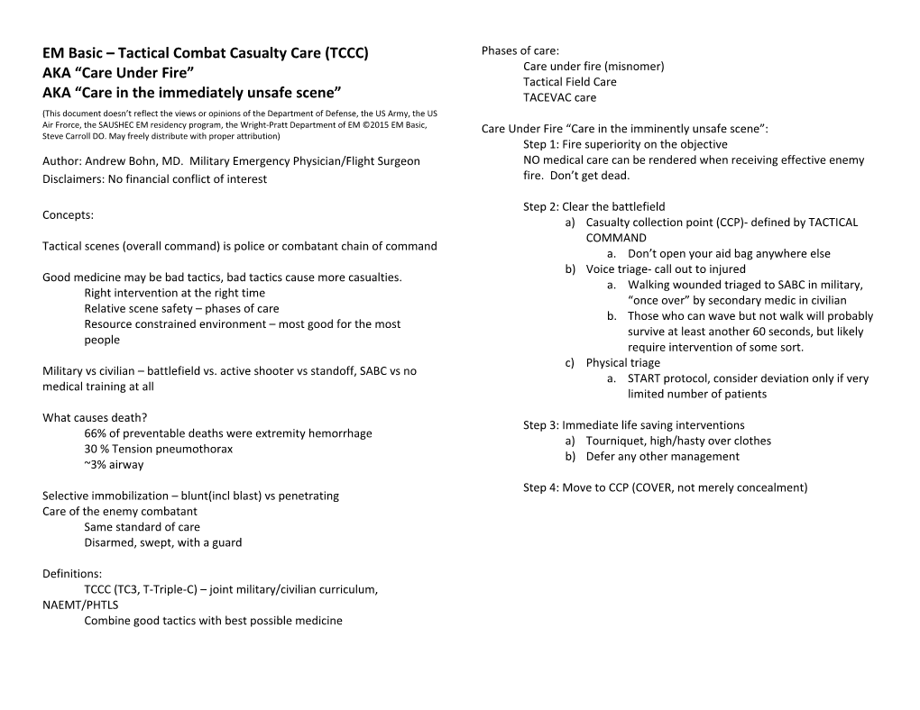 EM Basic Tactical Combat Casualty Care (TCCC)