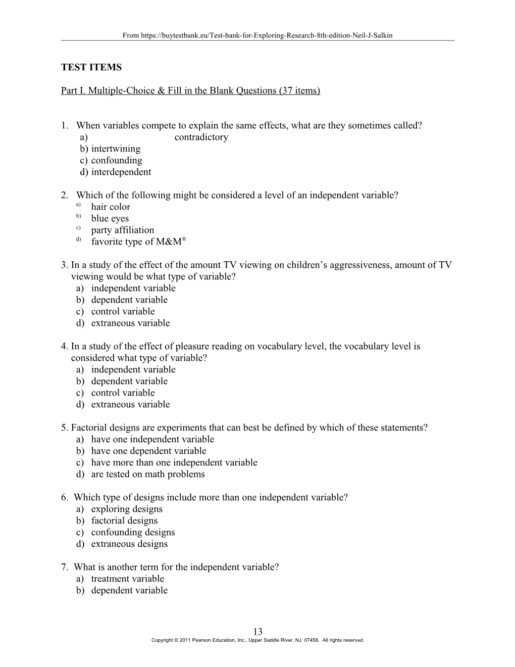 Part I. Multiple-Choice & Fill in the Blank Questions (37 Items)