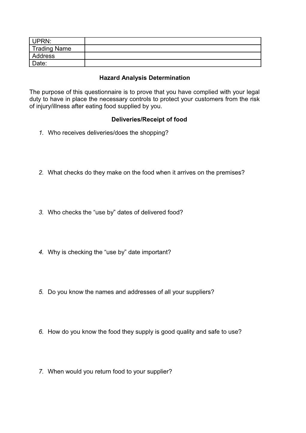 Hazard Analysis Determination