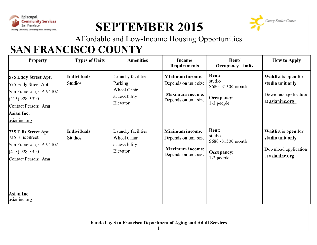 Affordable and Low-Income Housing Opportunities