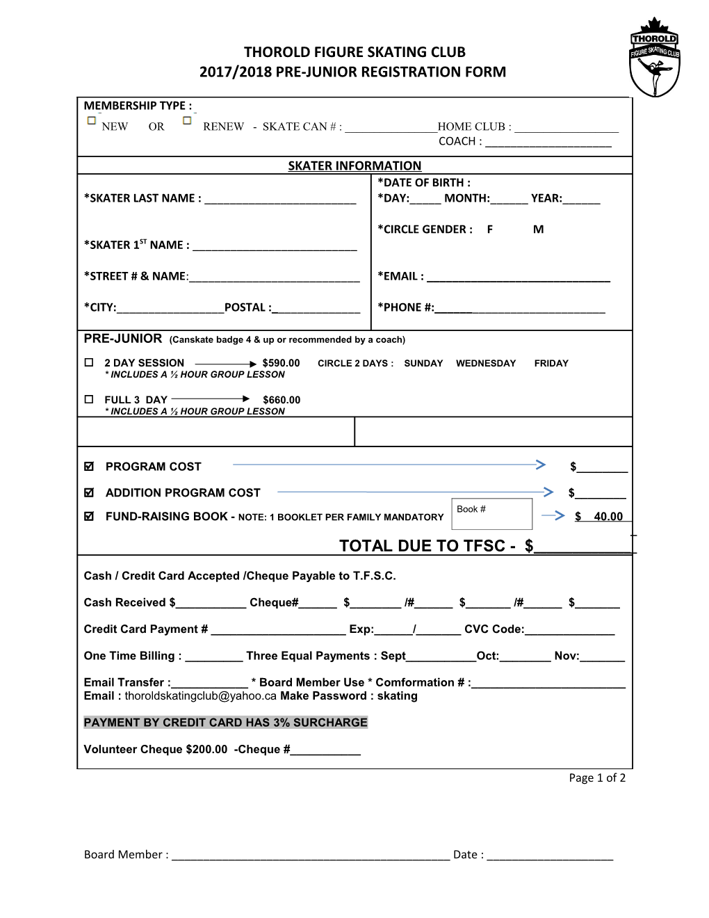 2017/2018 Pre-Junior Registration Form