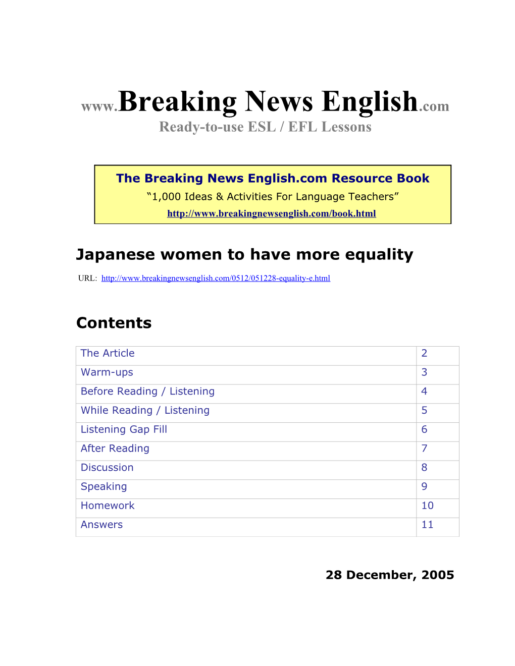 Japanese Women to Have More Equality