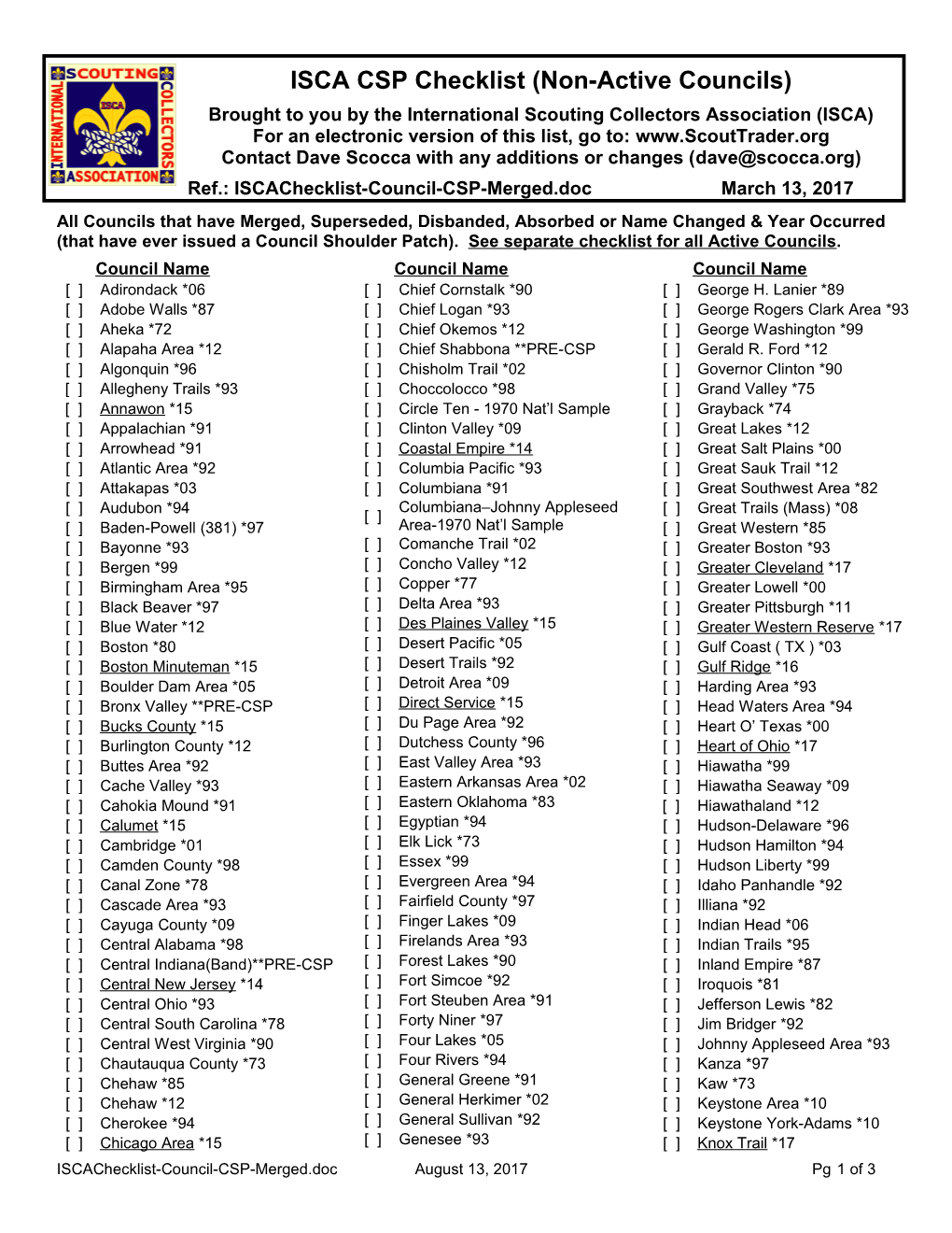 CSP Council Checklist