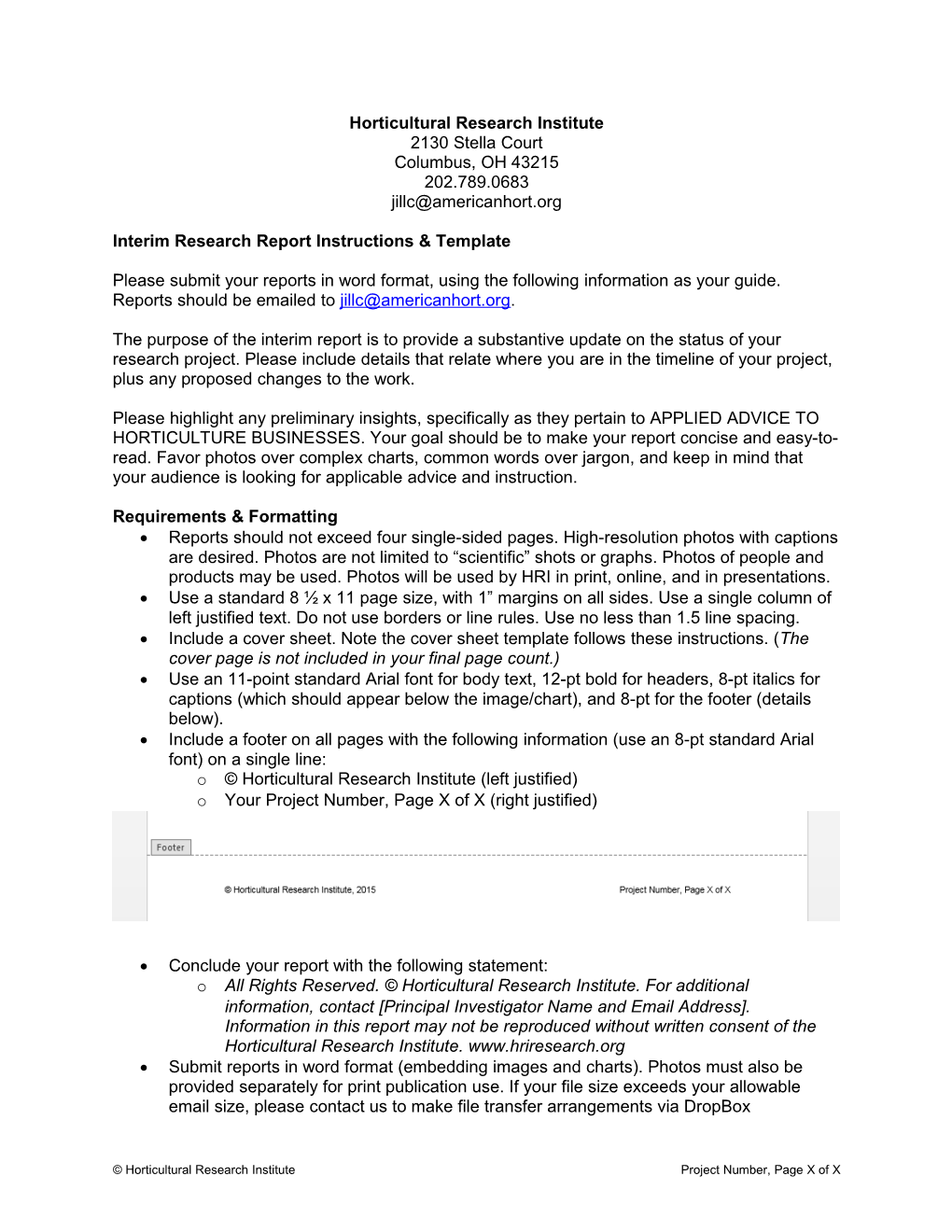 Interim Research Report Instructions & Template