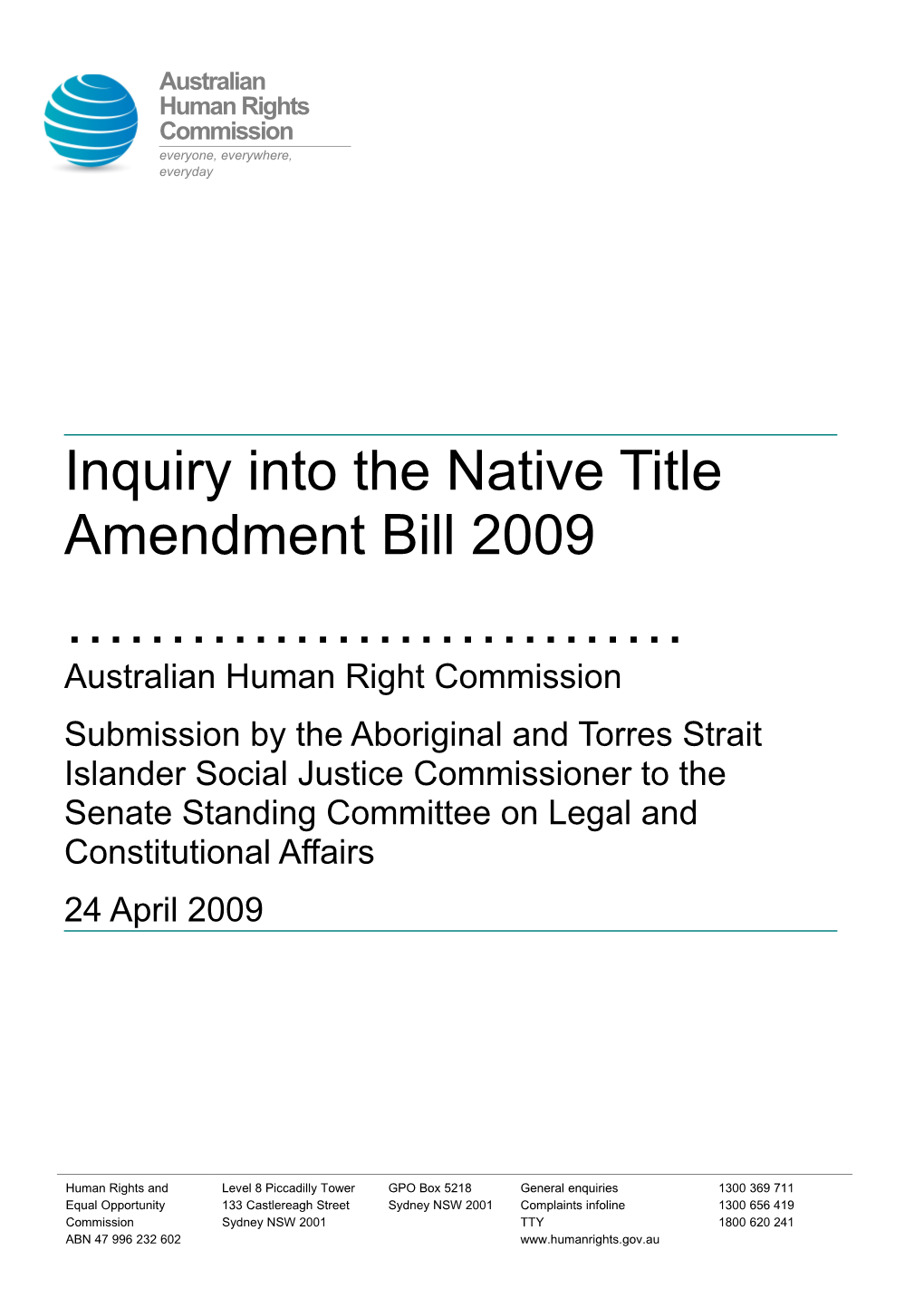 Inquiry Into the Native Title Amendment Bill 2009