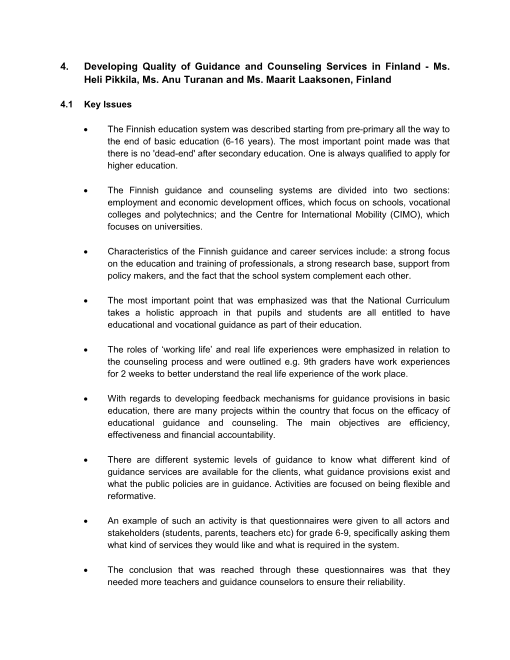 4. Developing Quality of Guidance and Counseling Services in Finland - Ms. Heli Pikkila