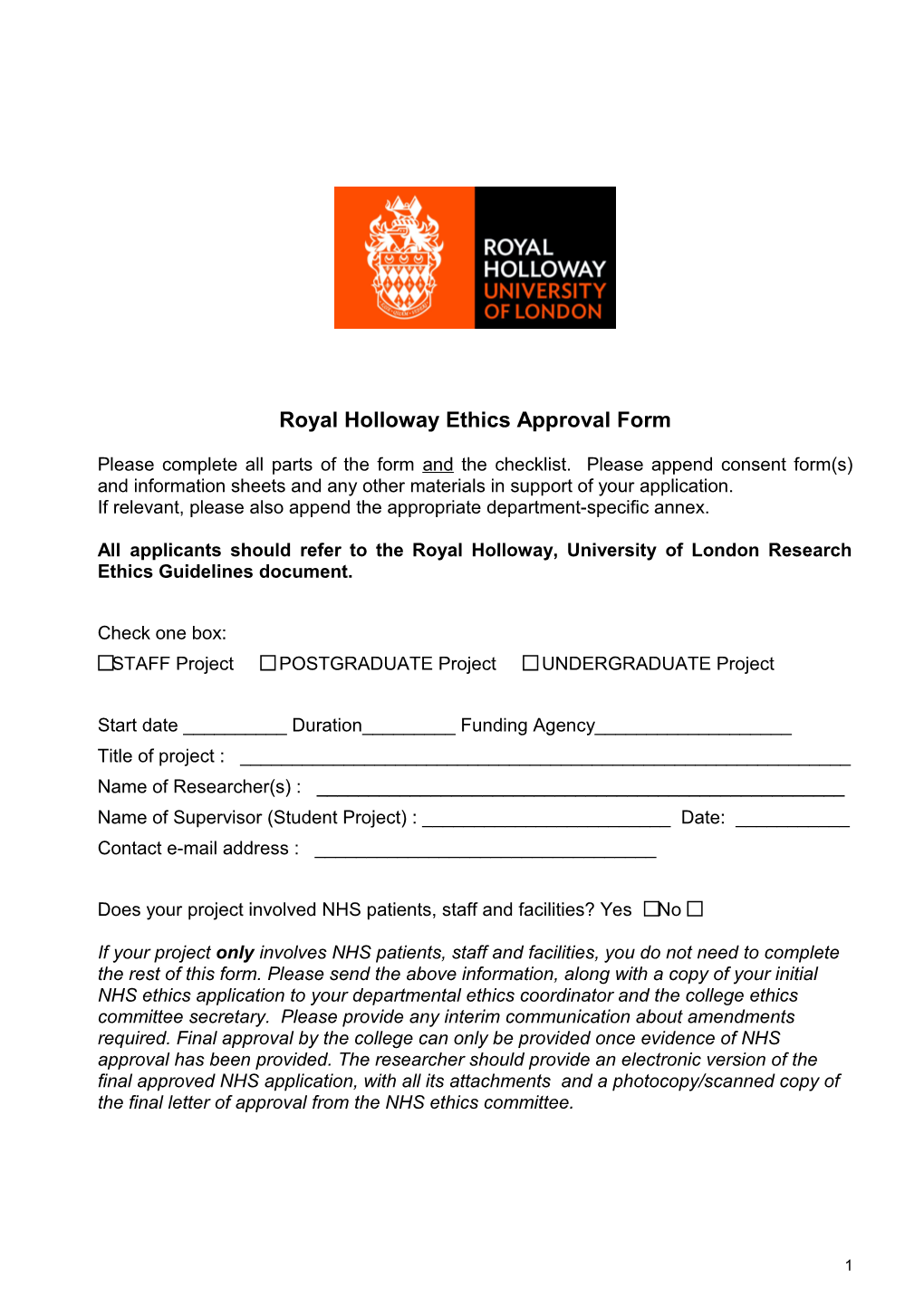 Ethical Approval Form