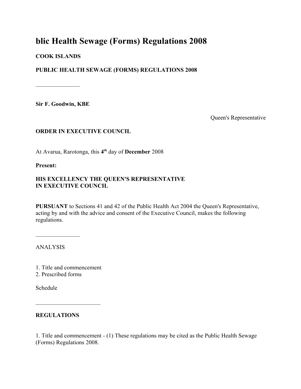 Blic Health Sewage (Forms) Regulations 2008