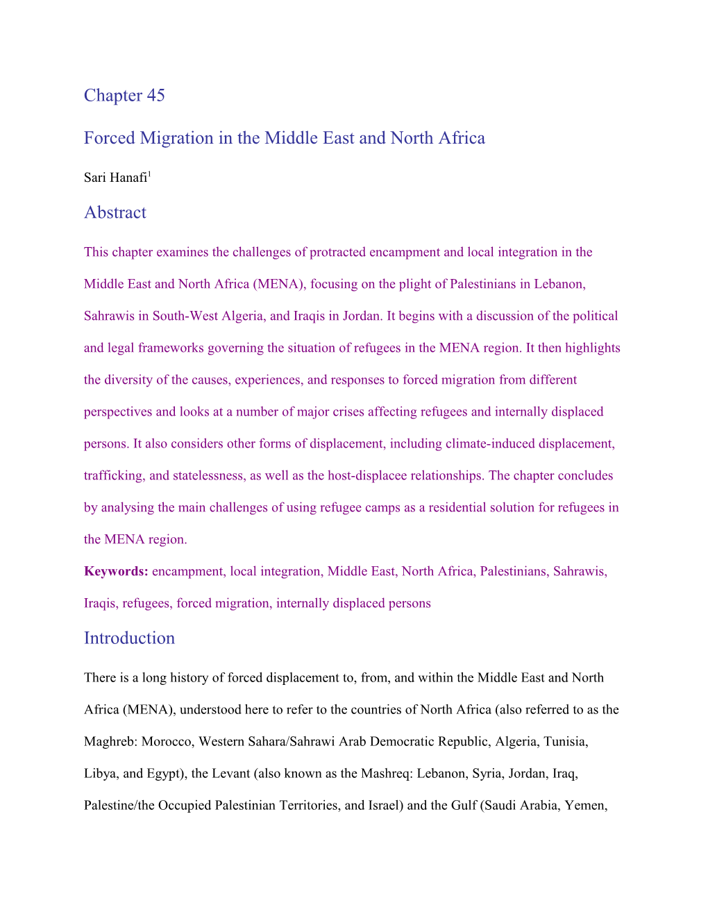 Forced Migration in the Middle East and North Africa