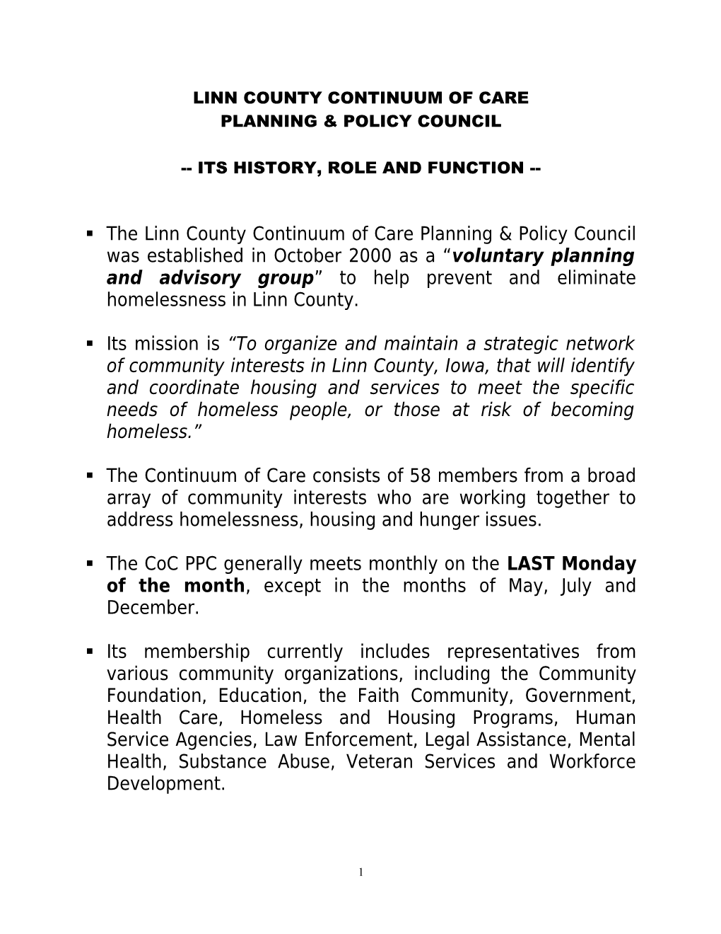 Linn County Continuum of Care