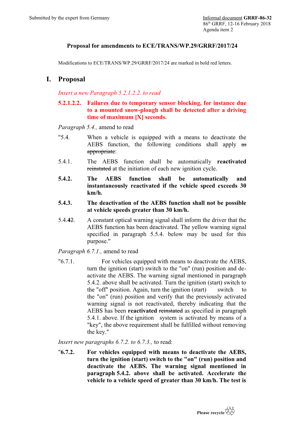 Proposal for Amendments to ECE/TRANS/WP.29/GRRF/2017/24