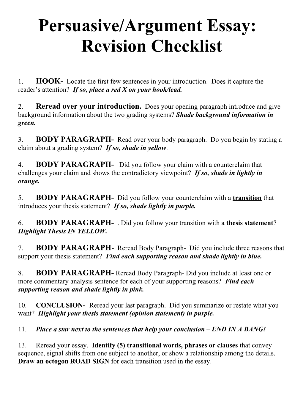 Persuasive/Argument Essay