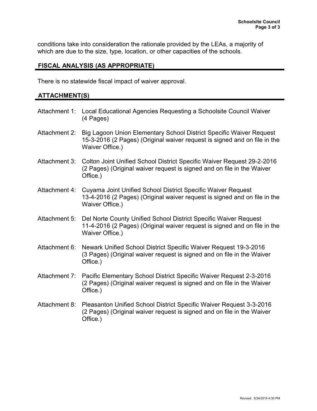 July 2016 Waiver Item W-14 - Meeting Agendas (CA State Board of Education)